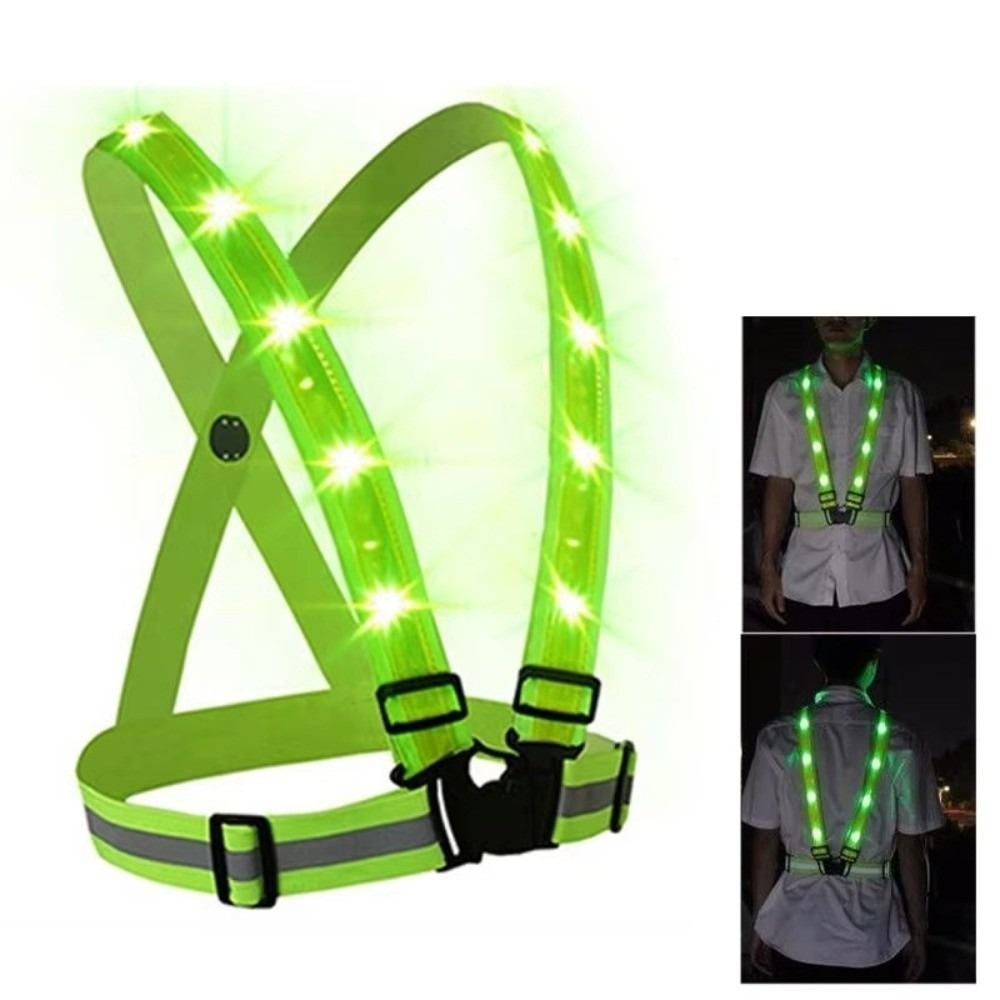 Running Gear Green - Rompi Keselamatan LED Poliester Baru Warna