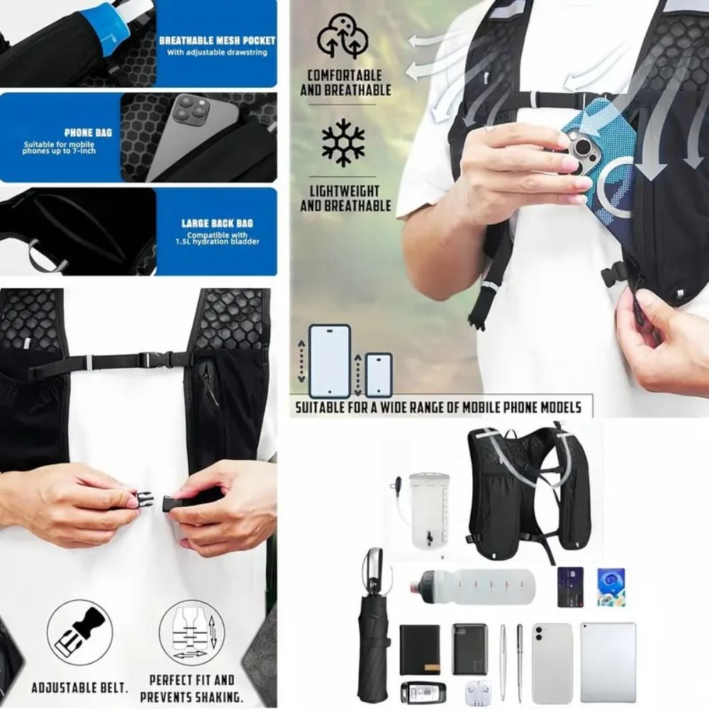 Running Hydration Vest - Rompi Lari Reflektif Tahan Air, Tas