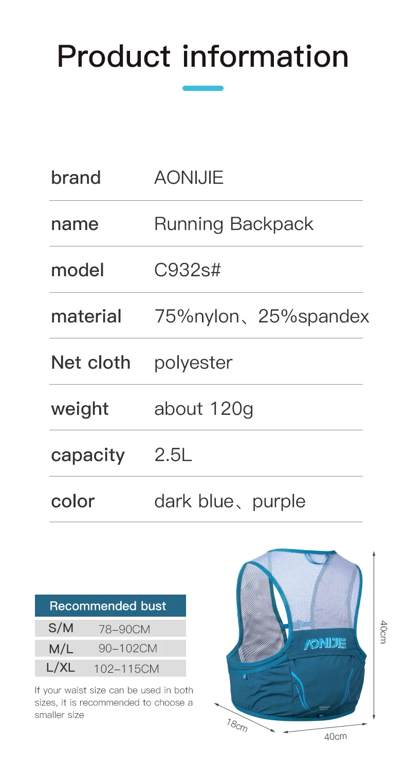 AONIJIE C932S 2.5L ransel lari - Running Hydration Vest ulasan dan harga
